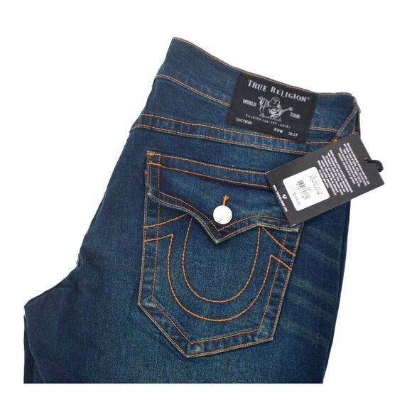 TRUE RELIGION Men's Ricky Flap SN Relaxed Straight Leg Jeans SIZE 34/33 Dark NWT - Picture 1 of 8